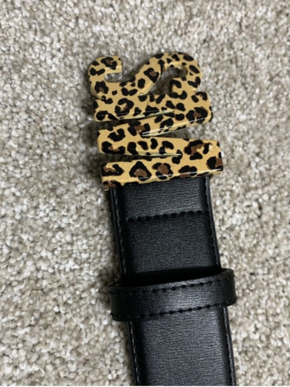 Steve Madden Women's Belt Animal Print Leopard Buckle Black L/XL Faux Leather